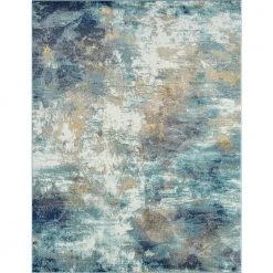Detroit Abstract Aqua 8 ft. x 10 ft. Indoor Area Rug by Tayse Rugs