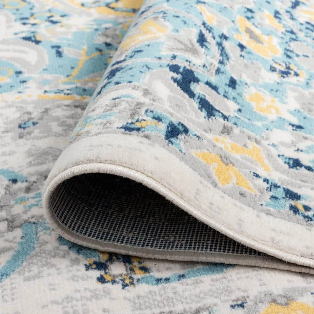 Dynamic Medallion Aqua 8 ft. x 10 ft. Indoor Area Rug by Tayse Rugs 7 Dynamic Medallion Aqua 8 ft. x 10 ft. Indoor Area Rug by Tayse Rugs - Image 5