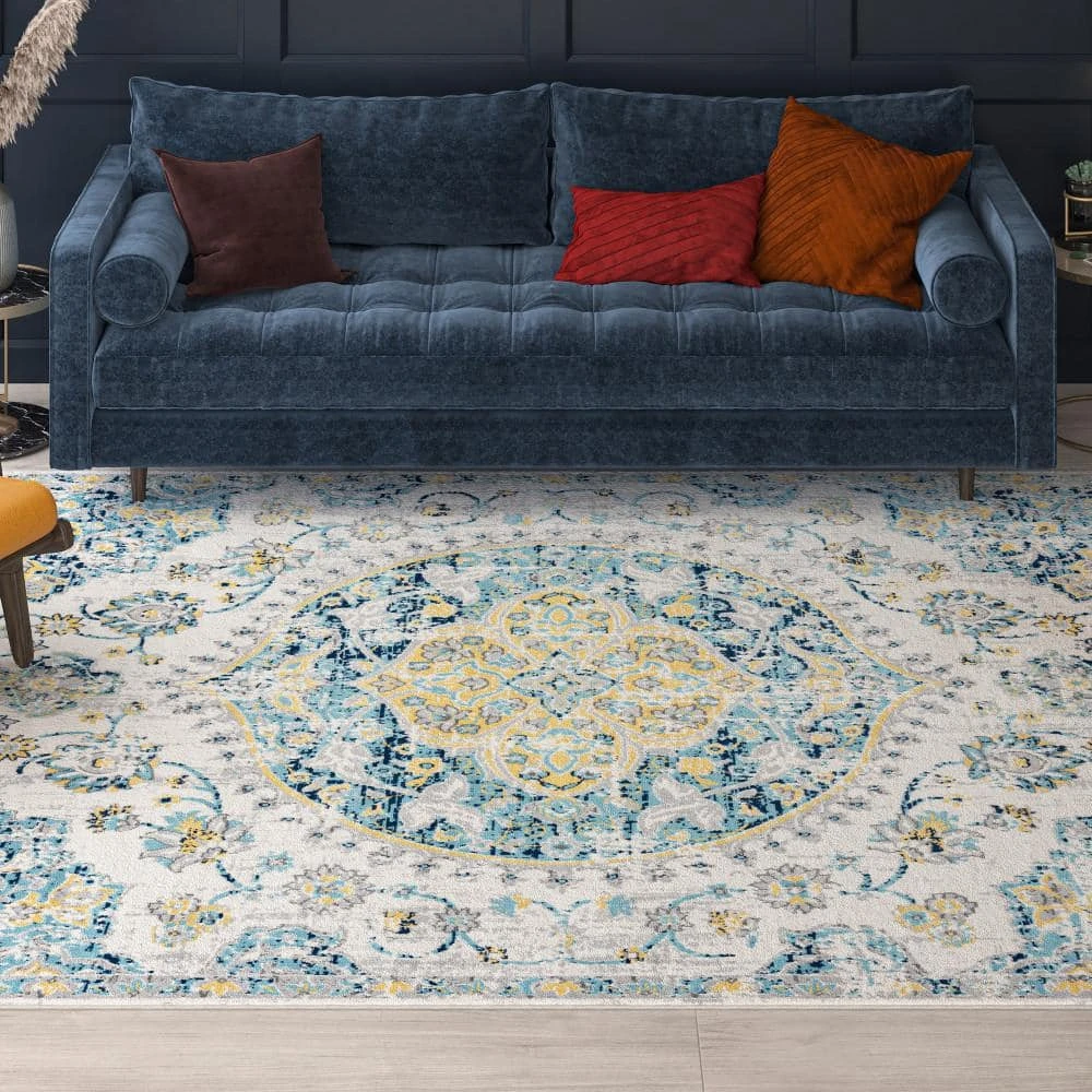 Dynamic Medallion Aqua 8 ft. x 10 ft. Indoor Area Rug by Tayse Rugs 11 Dynamic Medallion Aqua 8 ft. x 10 ft. Indoor Area Rug by Tayse Rugs - Image 9