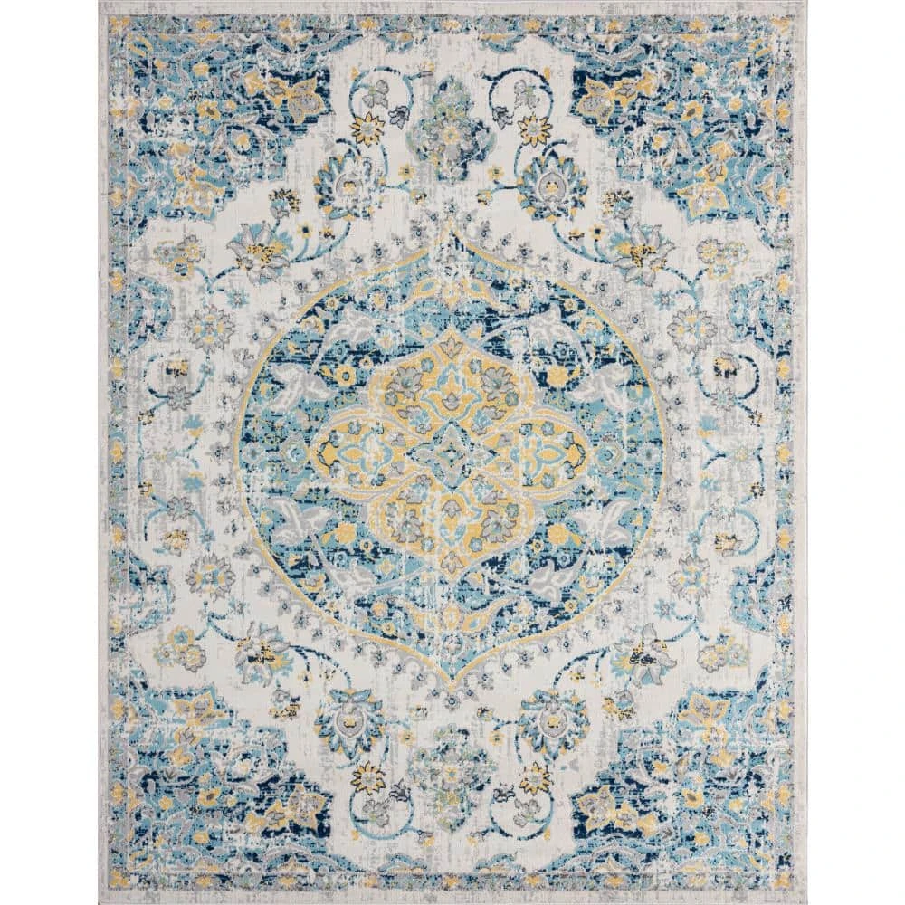 Dynamic Medallion Aqua 8 ft. x 10 ft. Indoor Area Rug by Tayse Rugs 3 Dynamic Medallion Aqua 8 ft. x 10 ft. Indoor Area Rug by Tayse Rugs