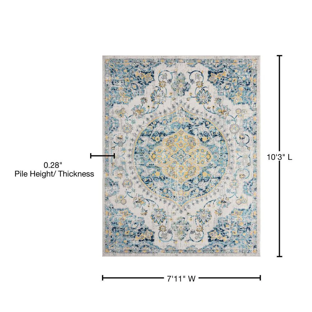 Dynamic Medallion Aqua 8 ft. x 10 ft. Indoor Area Rug by Tayse Rugs 10 Dynamic Medallion Aqua 8 ft. x 10 ft. Indoor Area Rug by Tayse Rugs - Image 8
