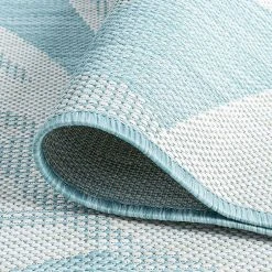 Eco Floral Aqua 8 ft. Round Indoor/Outdoor Area Rug by Tayse Rugs -Malibu Wide Plank Shop aqua tayse rugs area rugs eco1706 8rnd 1f 1000