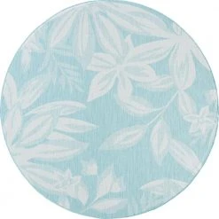 Eco Floral Aqua 8 ft. Round Indoor/Outdoor Area Rug by Tayse Rugs