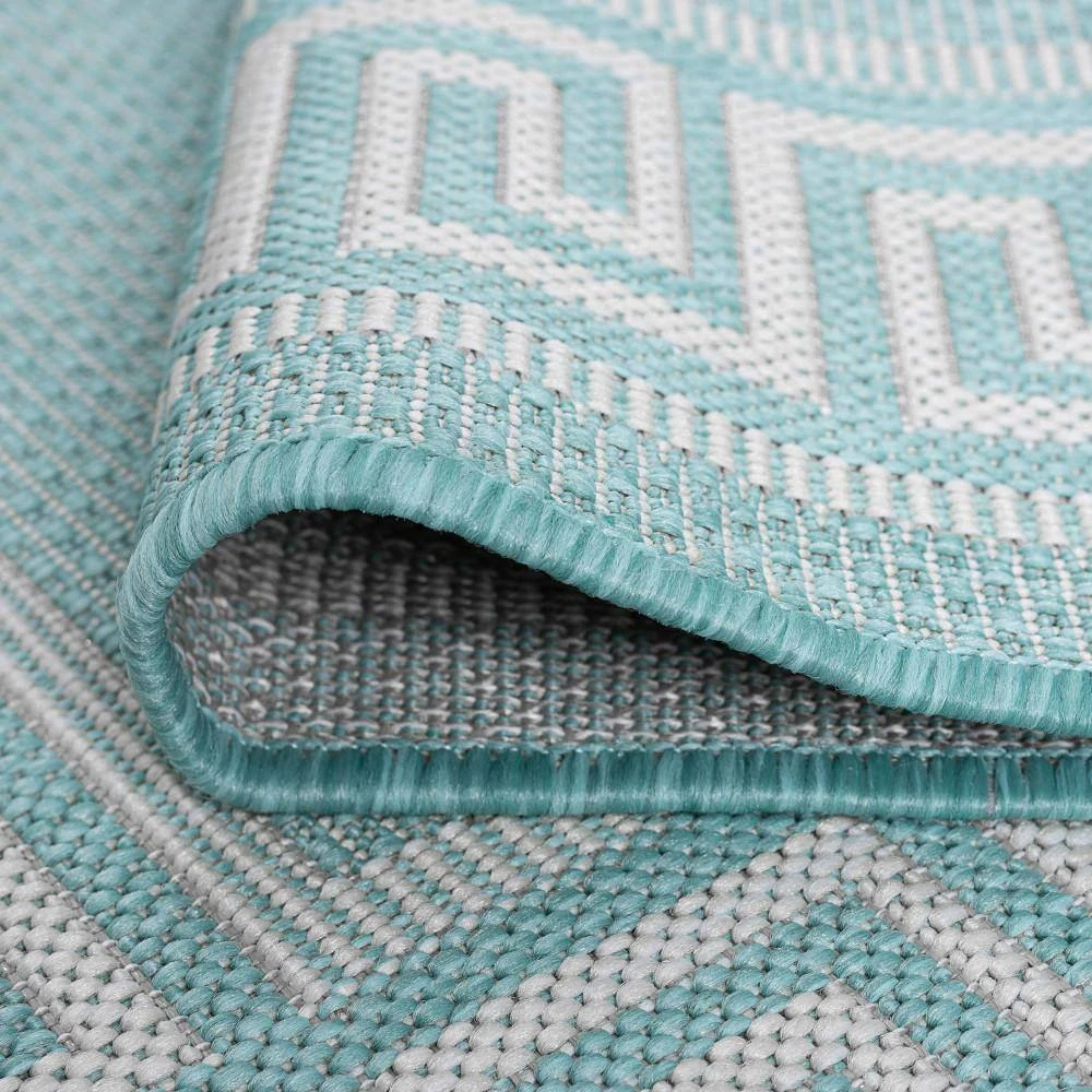 Eco Greek Key Aqua 8 ft. x 10 ft. Indoor/Outdoor Area Rug by Tayse Rugs 7 Eco Greek Key Aqua 8 ft. x 10 ft. Indoor/Outdoor Area Rug by Tayse Rugs - Image 5