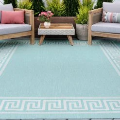 Eco Greek Key Aqua 8 ft. x 10 ft. Indoor/Outdoor Area Rug by Tayse Rugs 15 Eco Greek Key Aqua 8 ft. x 10 ft. Indoor/Outdoor Area Rug by Tayse Rugs -Malibu Wide Plank Shop aqua tayse rugs outdoor rugs eco1006 8x10 31 1000