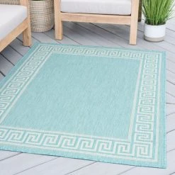 Eco Greek Key Aqua 8 ft. x 10 ft. Indoor/Outdoor Area Rug by Tayse Rugs 14 Eco Greek Key Aqua 8 ft. x 10 ft. Indoor/Outdoor Area Rug by Tayse Rugs -Malibu Wide Plank Shop aqua tayse rugs outdoor rugs eco1006 8x10 44 1000