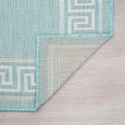 Eco Greek Key Aqua 8 ft. x 10 ft. Indoor/Outdoor Area Rug by Tayse Rugs 12 Eco Greek Key Aqua 8 ft. x 10 ft. Indoor/Outdoor Area Rug by Tayse Rugs -Malibu Wide Plank Shop aqua tayse rugs outdoor rugs eco1006 8x10 4f 1000