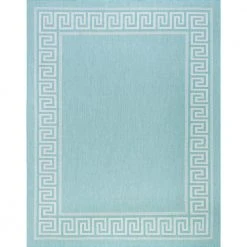 Eco Greek Key Aqua 8 ft. x 10 ft. Indoor/Outdoor Area Rug by Tayse Rugs