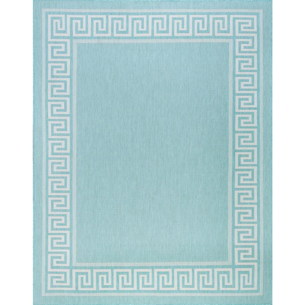 Eco Greek Key Aqua 8 ft. x 10 ft. Indoor/Outdoor Area Rug by Tayse Rugs 3 Eco Greek Key Aqua 8 ft. x 10 ft. Indoor/Outdoor Area Rug by Tayse Rugs