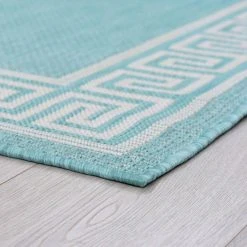 Eco Greek Key Aqua 8 ft. x 10 ft. Indoor/Outdoor Area Rug by Tayse Rugs 11 Eco Greek Key Aqua 8 ft. x 10 ft. Indoor/Outdoor Area Rug by Tayse Rugs -Malibu Wide Plank Shop aqua tayse rugs outdoor rugs eco1006 8x10 c3 1000