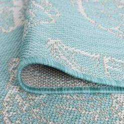 Eco Coastal Aqua 5 ft. x 8 ft. Indoor/Outdoor Area Rug by Tayse Rugs -Malibu Wide Plank Shop aqua tayse rugs outdoor rugs eco1406 5x8 1f 1000