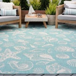 Eco Coastal Aqua 5 ft. x 8 ft. Indoor/Outdoor Area Rug by Tayse Rugs -Malibu Wide Plank Shop aqua tayse rugs outdoor rugs eco1406 5x8 31 1000
