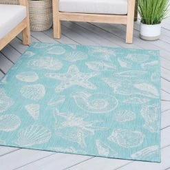 Eco Coastal Aqua 5 ft. x 8 ft. Indoor/Outdoor Area Rug by Tayse Rugs -Malibu Wide Plank Shop aqua tayse rugs outdoor rugs eco1406 5x8 44 1000