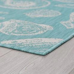 Eco Coastal Aqua 5 ft. x 8 ft. Indoor/Outdoor Area Rug by Tayse Rugs -Malibu Wide Plank Shop aqua tayse rugs outdoor rugs eco1406 5x8 c3 1000
