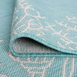 Eco Coastal Aqua 4 ft. x 6 ft. Indoor/Outdoor Area Rug by Tayse Rugs -Malibu Wide Plank Shop aqua tayse rugs outdoor rugs eco1506 4x6 1f 1000