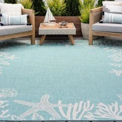 Eco Coastal Aqua 4 ft. x 6 ft. Indoor/Outdoor Area Rug by Tayse Rugs -Malibu Wide Plank Shop aqua tayse rugs outdoor rugs eco1506 4x6 31 1000