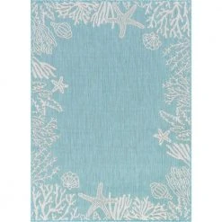Eco Coastal Aqua 4 ft. x 6 ft. Indoor/Outdoor Area Rug by Tayse Rugs
