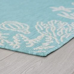 Eco Coastal Aqua 4 ft. x 6 ft. Indoor/Outdoor Area Rug by Tayse Rugs -Malibu Wide Plank Shop aqua tayse rugs outdoor rugs eco1506 4x6 c3 1000