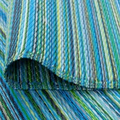 Sunset Stripe Aqua 9 ft. x 12 ft. Indoor/Outdoor Area Rug by Tayse Rugs -Malibu Wide Plank Shop aqua tayse rugs outdoor rugs sun1401 9x12 44 1000