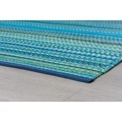 Sunset Stripe Aqua 9 ft. x 12 ft. Indoor/Outdoor Area Rug by Tayse Rugs -Malibu Wide Plank Shop aqua tayse rugs outdoor rugs sun1401 9x12 4f 1000