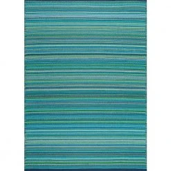 Sunset Stripe Aqua 9 ft. x 12 ft. Indoor/Outdoor Area Rug by Tayse Rugs
