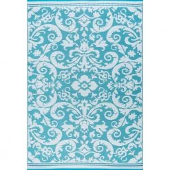 Sunset Scroll Aqua 6 ft. x 9 ft. Indoor/Outdoor Area Rug by Tayse Rugs