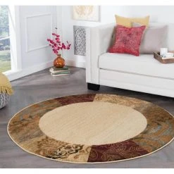 Elegance Floral Beige 8 ft. Round Indoor Area Rug by Tayse Rugs -Malibu Wide Plank Shop beige tayse rugs area rugs 5202 ivory 8 round 31 1000