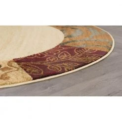 Elegance Floral Beige 8 ft. Round Indoor Area Rug by Tayse Rugs -Malibu Wide Plank Shop beige tayse rugs area rugs 5202 ivory 8 round c3 1000