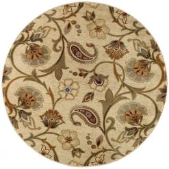 Impressions Floral Beige 8 ft. Round Indoor Area Rug by Tayse Rugs