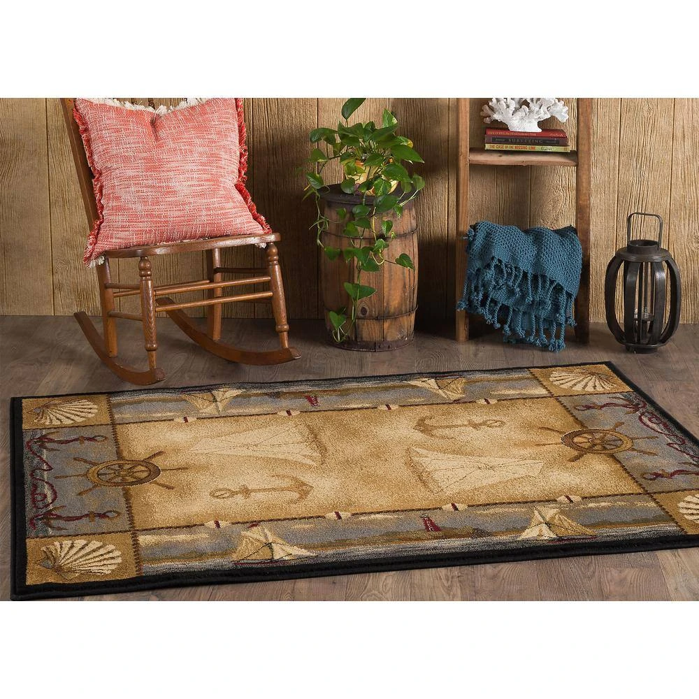 Nature Beige 5 ft. x 8 ft. Lodge Area Rug by Tayse Rugs 4 Nature Beige 5 ft. x 8 ft. Lodge Area Rug by Tayse Rugs - Image 2