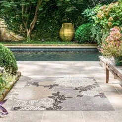 Oasis Floral Beige 8 ft. x 10 ft. Indoor/Outdoor Area Rug by Tayse Rugs -Malibu Wide Plank Shop beige tayse rugs outdoor rugs oas1321 8x10 44 1000