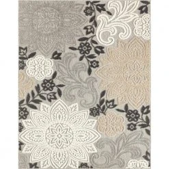 Oasis Floral Beige 8 ft. x 10 ft. Indoor/Outdoor Area Rug by Tayse Rugs