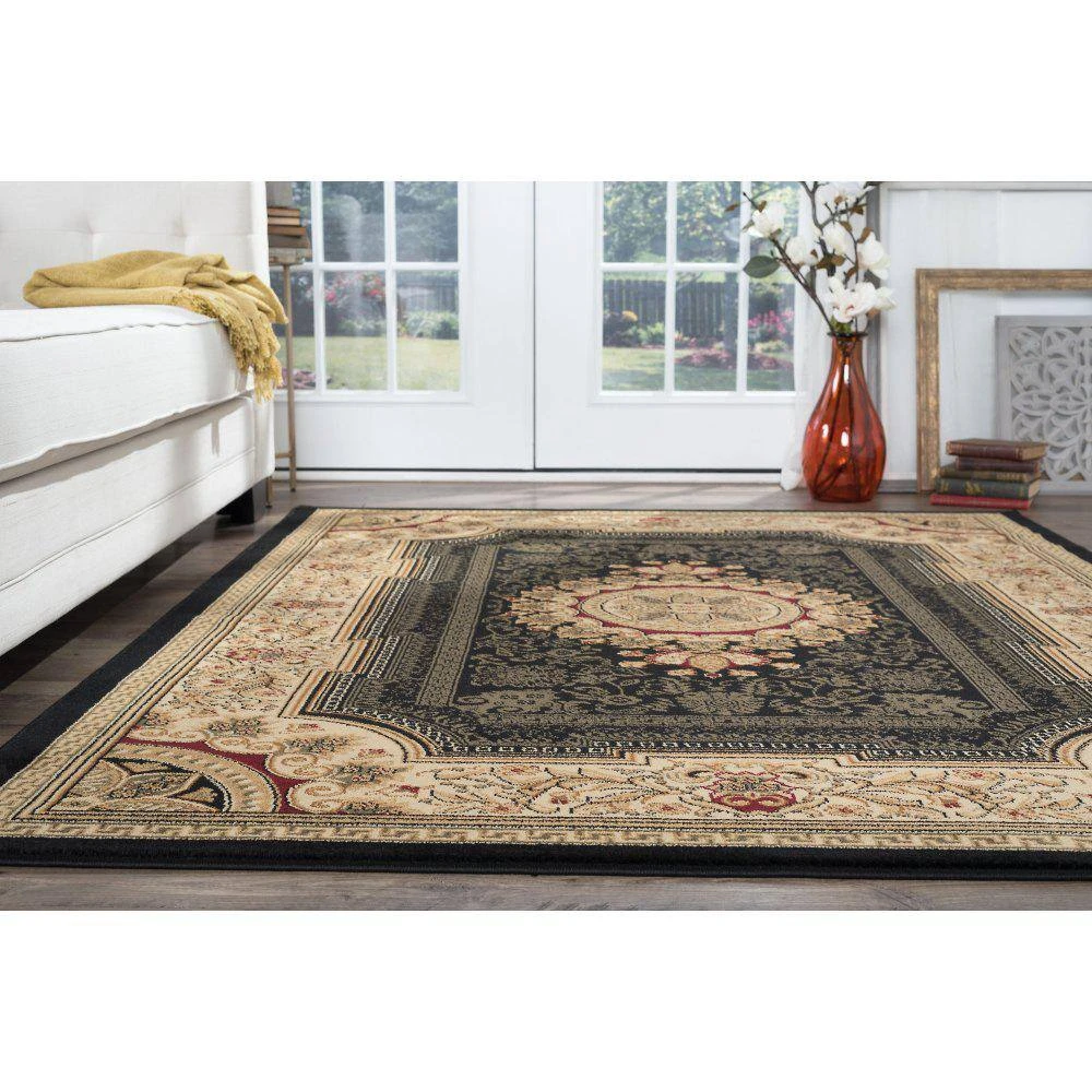Sensation Oriental Black 11 ft. x 15 ft. Indoor Area Rug by Tayse Rugs 9 Sensation Oriental Black 11 ft. x 15 ft. Indoor Area Rug by Tayse Rugs - Image 7