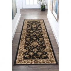 Sensation Border Black 2 ft. x 10 ft. Indoor Runner Rug by Tayse Rugs -Malibu Wide Plank Shop black tayse rugs area rugs sns4723 2x10 31 1000