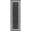 Eco Striped Border Black 3 ft. x 10 ft. Indoor/Outdoor Runner Rug by Tayse Rugs