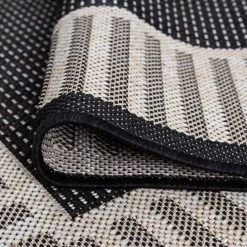 Eco Striped Border Black 5 ft. x 8 ft. Indoor/Outdoor Area Rug by Tayse Rugs -Malibu Wide Plank Shop black tayse rugs outdoor rugs eco1100 5x8 1f 1000