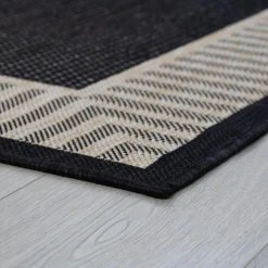 Eco Striped Border Black 5 ft. x 8 ft. Indoor/Outdoor Area Rug by Tayse Rugs -Malibu Wide Plank Shop black tayse rugs outdoor rugs eco1100 5x8 c3 1000