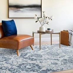 Maya Floral Blue 9 ft. x 12 ft. Indoor Area Rug by Tayse Rugs -Malibu Wide Plank Shop blue tayse rugs area rugs may1406 9x12 fa 1000