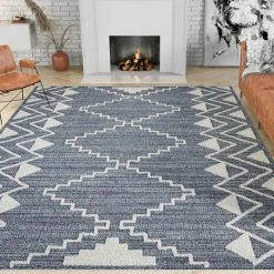 Monaco Moroccan Blue 8 ft. x 10 ft. Indoor Area Rug by Tayse Rugs -Malibu Wide Plank Shop blue tayse rugs area rugs mnc1206 8x10 44 1000