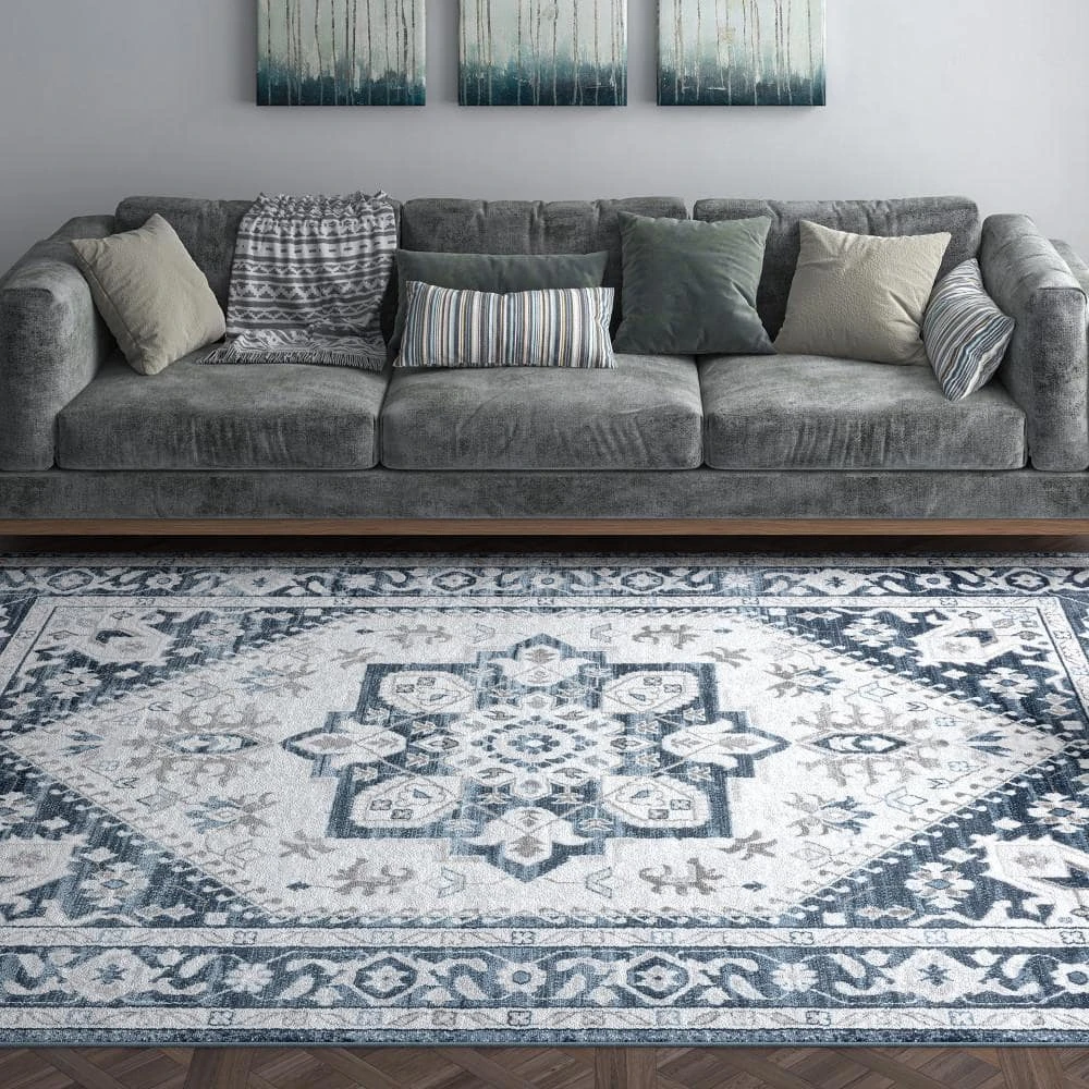 Nexus Medallion Blue 8 ft. x 10 ft. Indoor Area Rug by Tayse Rugs 5 Nexus Medallion Blue 8 ft. x 10 ft. Indoor Area Rug by Tayse Rugs - Image 3