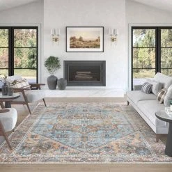 Parker Persian Blue 8 ft. x 10 ft. Machine Washable Indoor Area Rug by Tayse Rugs -Malibu Wide Plank Shop blue tayse rugs area rugs prk1606 8x10 31 1000