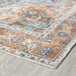 Parker Persian Blue 8 ft. x 10 ft. Machine Washable Indoor Area Rug by Tayse Rugs -Malibu Wide Plank Shop blue tayse rugs area rugs prk1606 8x10 76 1000