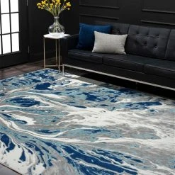 Timeless Abstract Blue 8 ft. x 10 ft. Indoor Area Rug by Tayse Rugs -Malibu Wide Plank Shop blue tayse rugs area rugs tml1106 8x10 31 1000