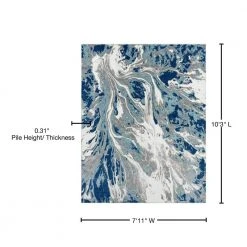 Timeless Abstract Blue 8 ft. x 10 ft. Indoor Area Rug by Tayse Rugs -Malibu Wide Plank Shop blue tayse rugs area rugs tml1106 8x10 76 1000