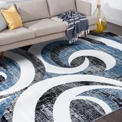 Wyatt Abstract Blue 9 ft. x 12 ft. Indoor Area Rug by Tayse Rugs -Malibu Wide Plank Shop blue tayse rugs area rugs wyt1206 9x12 31 1000