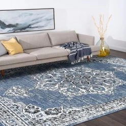 Wyatt Oriental Blue 8 ft. x 10 ft. Indoor Area Rug by Tayse Rugs -Malibu Wide Plank Shop blue tayse rugs area rugs wyt1406 8x10 31 1000
