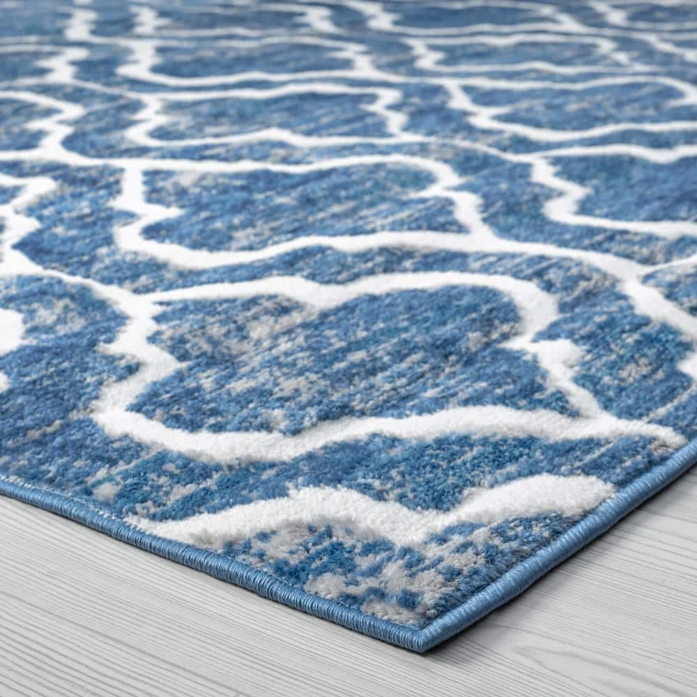 Wyatt Geometric Blue 9 ft. x 12 ft. Indoor Area Rug by Tayse Rugs 5 Wyatt Geometric Blue 9 ft. x 12 ft. Indoor Area Rug by Tayse Rugs - Image 3