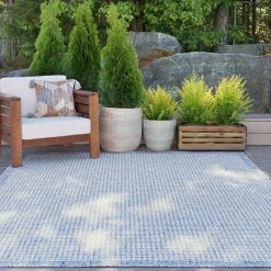 Denver Basketweave Blue 9 ft. x 12 ft. Indoor/Outdoor Area Rug by Tayse Rugs -Malibu Wide Plank Shop blue tayse rugs outdoor rugs den1002 9x12 31 1000