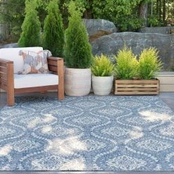 Denver Damask Blue 9 ft. x 12 ft. Indoor/Outdoor Area Rug by Tayse Rugs -Malibu Wide Plank Shop blue tayse rugs outdoor rugs den1101 9x12 31 1000