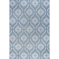 Denver Damask Blue 9 ft. x 12 ft. Indoor/Outdoor Area Rug by Tayse Rugs